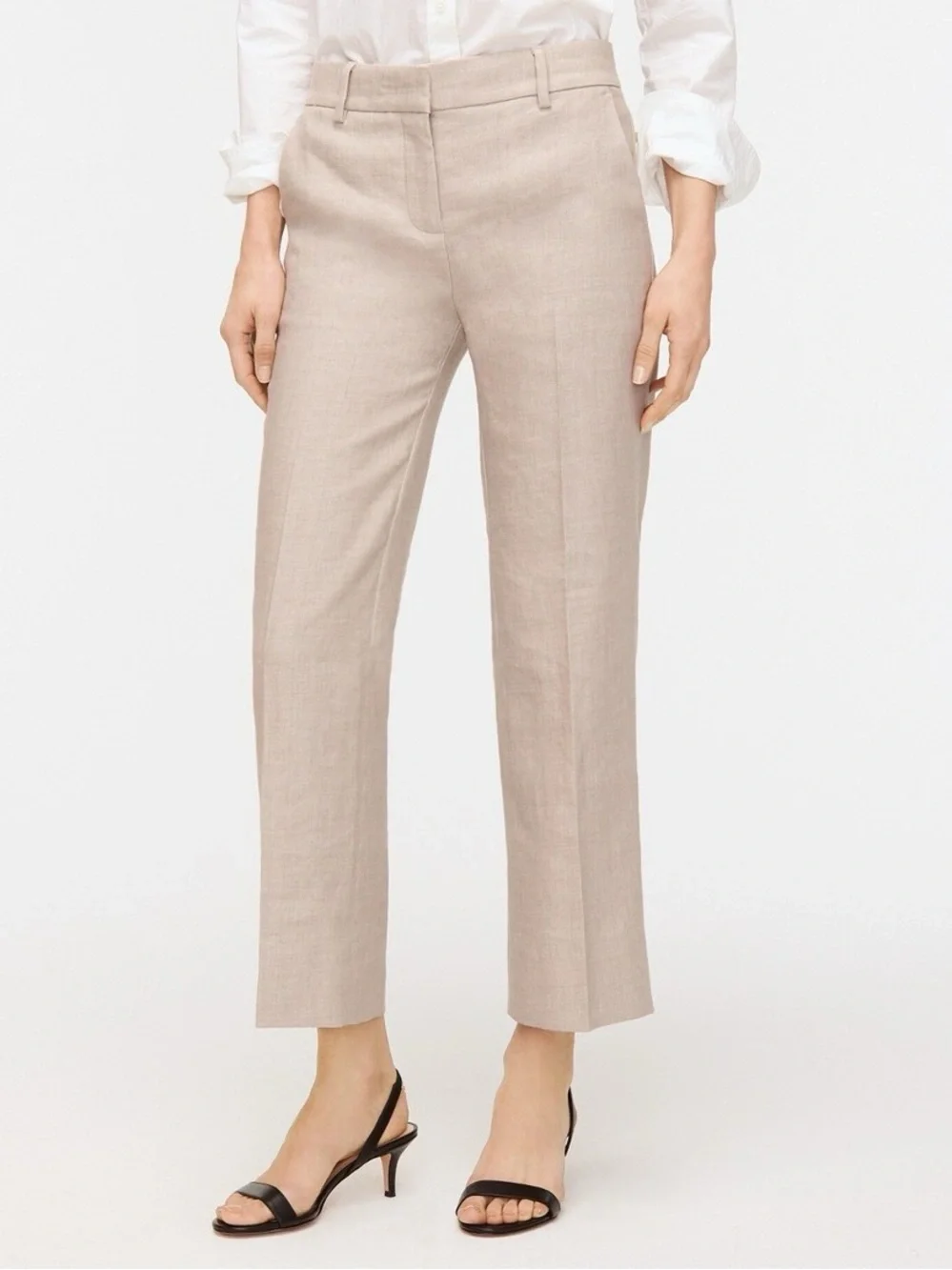 J. Crew Peyton Pant Stretch Linen Flax Beige NEW 6 Wide Leg Trouser Crop Cream